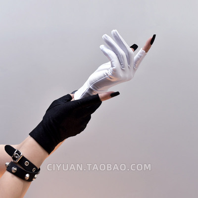 taobao agent Diablo lolita Cyberpunk Gothic Steam Bidoli two fingers gloves half finger dance painting anime cos