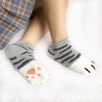 Есть кошачья пружина и осень, мясо кошачья лапа, носки, симпатичные двойные носки для кошачьих носок кошачьи носки, коралловые бархатные носки жены