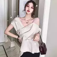 Mùa hè 2019 mới áo vest satin kiểu Hồng Kông áo sơ mi hở hang không đều đặn gợi cảm - Áo ba lỗ shop thời trang nữ