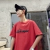 2018 mùa hè vài thêu T-Shirt nam ngắn tay lỏng sinh viên Hàn Quốc hoang dã giản dị áo sơ mi vòng cổ áo sơ mi áo hoodie nam Áo khoác đôi