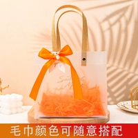 Оранжевый шоппер с бантиком, 18×16.5×8.5см