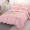 Giường bốn bộ khăn trải giường màu đỏ cotton cotton cotton giặt bông đai ren mùa hè Hàn Quốc chăn ngủ màu nude - Bộ đồ giường bốn mảnh