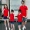 Áo thun đỏ bố mẹ-con lớn tùy chỉnh nhà ngắn tay gia đình một gia đình ba mẹ con gái áo cotton lớp áo quần áo sân vườn