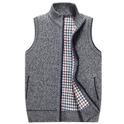 Mùa thu và mùa đông nam len nhung vest chất béo cardigan cộng với nhung ấm trung niên của nam giới dệt kim vest vest nam