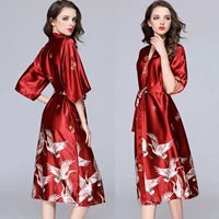 Сексуальная осенняя пижама, тонкий шелковый банный халат, чай улун Да Хун Пао, большой размер, свободный крой