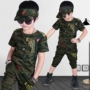 Trẻ em đồng phục quân đội ngụy trang ngoài trời phù hợp với chàng trai mùa hè ngắn tay áo hai mảnh trẻ em mùa hè bông trẻ em mặc shop đồ trẻ em