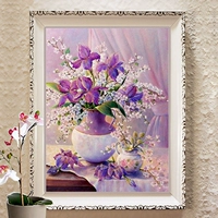 5D Новый 2023 Ресторан рисования с бриллиантами Dot Diamond Cross -Switch Living Room Vase Vase Purple Elegant Diamond
