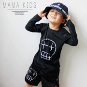 MAMA KIDS Summer NU Series Kỳ nghỉ hè Graffiti Idle Kem chống nắng khô Tay áo dài Quần short đi biển - Đồ bơi trẻ em