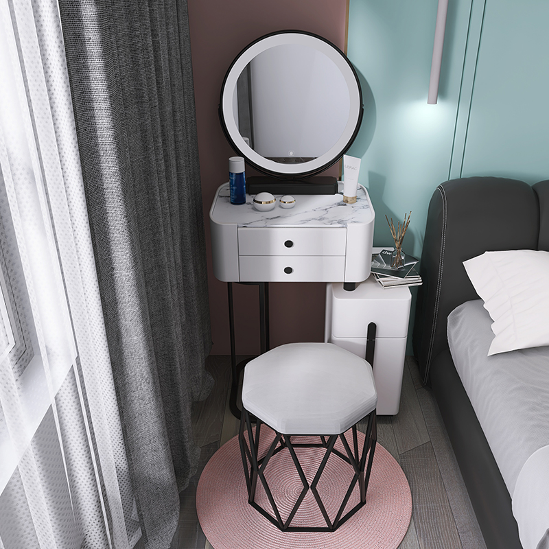 Bàn trang điểm có gương phòng ngủ hiện đại tối giản căn hộ nhỏ bàn trang điểm ánh sáng lưới sang trọng cửa sổ bay màu đỏ tủ lưu trữ tích hợp bàn tủ gương thông minh tủ gương gắn tường 