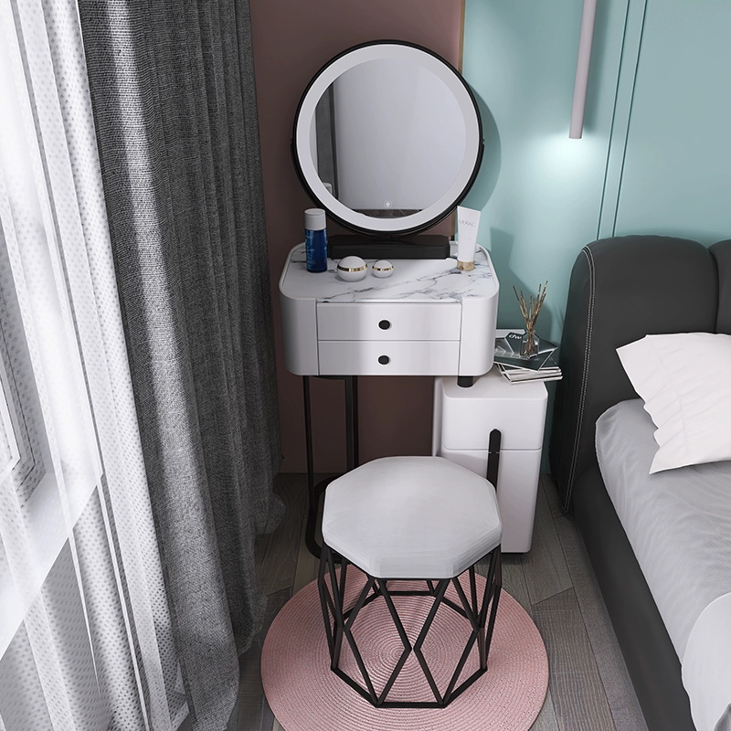 Bàn trang điểm có gương phòng ngủ hiện đại tối giản căn hộ nhỏ bàn trang điểm ánh sáng lưới sang trọng cửa sổ bay màu đỏ tủ lưu trữ tích hợp bàn tủ gương thông minh tủ gương gắn tường 