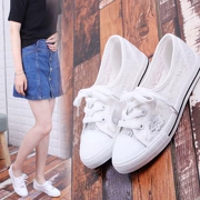 Mùa hè ren nông thoáng khí ren trắng giày nữ phiên bản Hàn Quốc của giải trí rỗng đáy phẳng giày đa năng giày sinh viên - Plimsolls