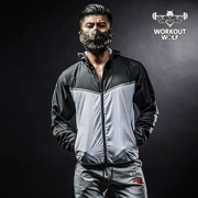WorkoutWolf 撸 Iron Wolf Áo Khoác Thể Thao Tops Mùa Xuân và Mùa Thu Mỏng Màu Đen và Trắng Chiến Đấu Áo Gió Tập Thể Dục Áo Khoác Nam