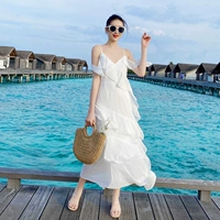 Брендовое платье для путешествий, весенняя белая длинная юбка