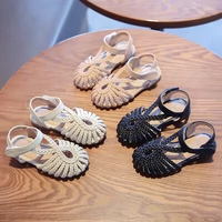 Летние сандалии, модная детская обувь для принцессы, плетеная сумка для обуви, 2020