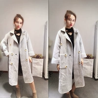 OXD phụ nữ gốc Hàn Quốc phiên bản của lỏng dày nhung cảm thấy sọc coat trong phần dài ulzzang áo khoác nữ áo dạ dài