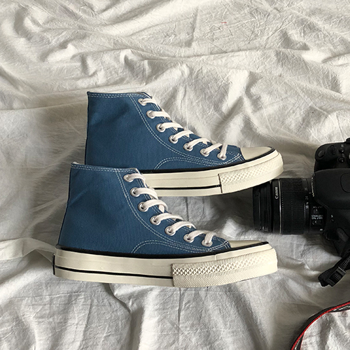 Haze Blue & Gaobang1970s Gao Bang canvas shoe men and women student Korean version Harajuku Versatile Retro Hong Kong flavor summer skate shoes lovers shoes