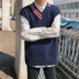 Hàn quốc ulzzang cardigan áo len vest nam vest nữ v-cổ lỏng mùa thu cao đẳng gió áo thun áo triều Dệt kim Vest