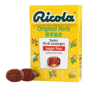 Пастилки для горла Ricola Vanilla без сахара, оригинальная ваниль, 40 г, импортированные из Швейцарии