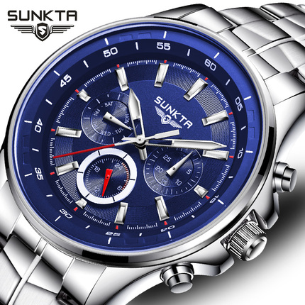 可领取桑达新款手表 男 商务休闲 户外运动腕表 精钢男皮带表的最新