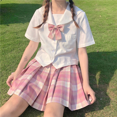 taobao agent Japanese soft girl Sweet Academy Navy Lingjin Baiwen Basic Short -sleeved Shirts Student Spring and Summer