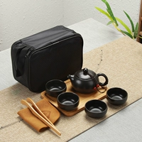 Чайный сервиз, черная сумка для путешествий с аксессуарами