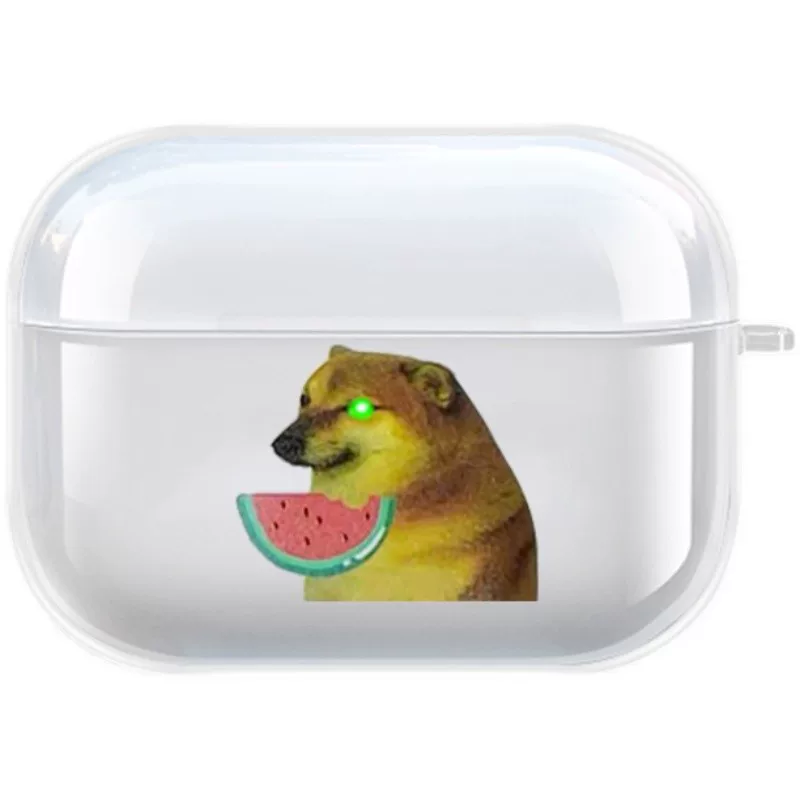 Силиконовый защитный чехол для Apple AirPods (1/2/3/Pro), прозрачный с принтом, видимый индикатор