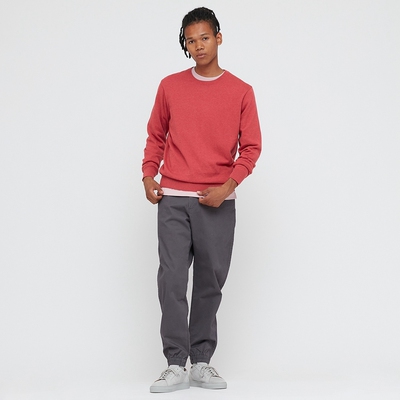 UNIQLO Мужской/женский свитер с круглым вырезом из смесового хлопка, пригодный для машинной стирки (длинные рукава) 433836 UNIQLO