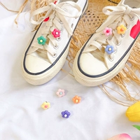 Милая креативная мультяшная пряжка для обуви, шнурки, украшение ручной работы в форме цветка, тканевый аксессуар, в цветочек