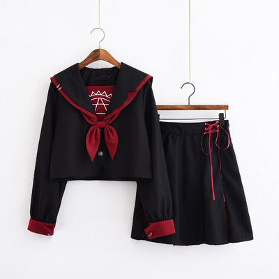 taobao agent Orthodox Japanese Style Dark Dark Magic Array jk uniform bad girl water player clothes spring and summer long sleeve skirt set