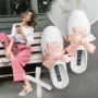 Mùa hè mới laser bên nửa kéo giày trắng nữ giày vải Hàn Quốc hoang dã giày đế bằng không có gót giày lười giầy dior nữ