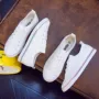 Giày đôi sóng đôi giày trắng nữ mùa hè Phiên bản Hàn Quốc của thắt lưng da giày vải sinh viên giày đế bằng phẳng giay the thao nu