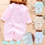 Bông bé jumpsuit mùa hè phần mỏng áo romper dài tay cắt quần bé onesies đồ ngủ mỏng quần áo trẻ em giá rẻ