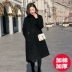Len len smoky indigo coat nữ chic phần dài mùa đông phụ nữ Hàn Quốc của dày len áo khoác nữ mùa đông quần áo Trung bình và dài Coat
