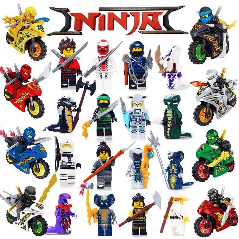 Ninja Trung Quốc mới Ninja xe máy thu nhỏ xe máy búp bê vũ khí cậu bé câu đố trẻ em lắp ráp khối xây dựng đồ chơi