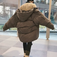 Mùa đông giản dị đôi áo khoác cotton dài phần nam triều Hàn Quốc phiên bản dày của thanh niên xuống áo khoác cotton cỡ lớn áo khoác nam áo khoác đôi