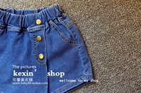Quần áo trẻ em 2018 mùa hè cô gái mới Châu Âu và Hoa Kỳ Fan Yang gas quần short denim thời trang hoang dã giả hai mảnh váy quần quần jean rách trẻ em