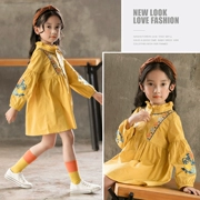 Váy bé gái mùa thu 2018 mới cho trẻ em nước ngoài quần áo trẻ em thêu lớn phiên bản Hàn Quốc của váy búp bê dài tay váy trẻ em