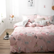 [Tư thế nhà] Bông X hoạt hình công chúa nhỏ bốn mảnh cotton đôi giường đơn chăn 1,5m giường - Bộ đồ giường bốn mảnh