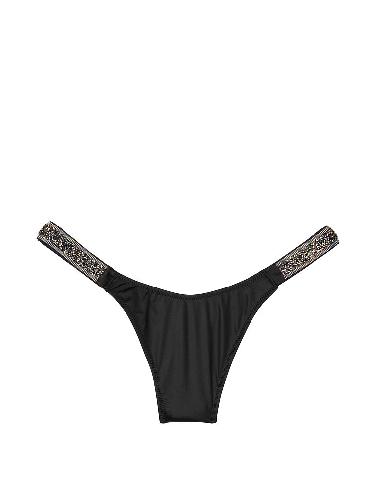54A2 Black Broken DrillAll love drill pants rhinestone sexy T-back Victoria's Secret Broken drill Letter drill T-back Yang Mi Same