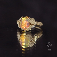 [Opal-World] Ювелирные украшения Opal индивидуально инкрустация оригинального дизайна Черный опалин Железный Огонь поступил из колец Qixi