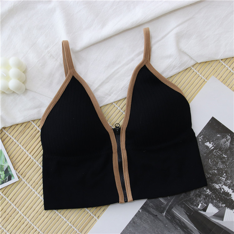 BlackInternet celebrity Same zipper Wireless  Small chest Gather together Underwear female 2021 spring Beautiful back With chest pad Versatile Bras tide