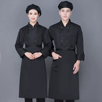 Черный лонгслив, фартук, берет