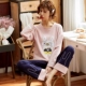 Bộ đồ ngủ nữ mùa xuân và mùa thu cotton dài tay Hàn Quốc nữ dễ thương mùa thu và mùa đông cotton mẫu giam cầm dịch vụ nhà hai mảnh phù hợp - Bộ Pajama