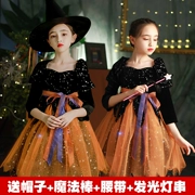 Halloween trẻ em trang phục bé gái phù thủy hóa trang trang phục mẫu giáo phù thủy trang phục cosplay