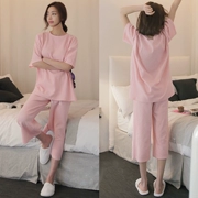 Bộ đồ ngủ mùa hè phù hợp với phụ nữ Hàn Quốc phiên bản của lỏng có thể được đeo bên ngoài mùa xuân và mùa thu phần mỏng trong tay áo bảy quần dịch vụ nhà hai mảnh