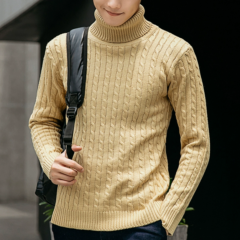 Mùa đông nam cao cổ áo len dày Thanh niên Hàn Quốc Sinh viên ấm đan áo len kích thước lớn Xu hướng nam - Áo len cổ tròn