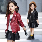 Quần áo trẻ em 2018 mùa thu mới cho bé gái Áo khoác da PU trẻ em mùa xuân và mùa thu Phiên bản Hàn Quốc của bé gái áo khoác da thủy triều - Áo khoác
