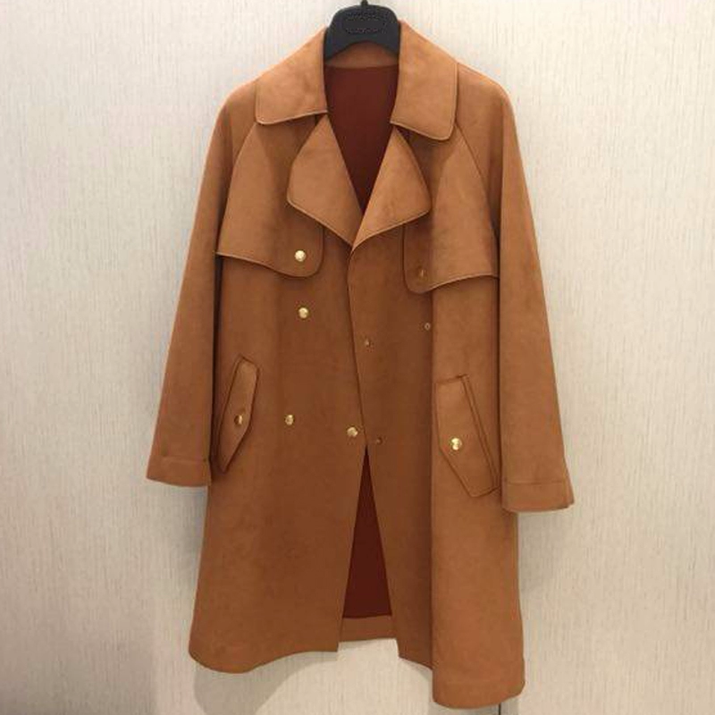 Xige Sisi chính hãng mùa xuân 2020 phiên bản mới của phụ nữ Hàn Quốc với cổ áo rộng vừa vặn trong chiếc áo khoác gió dài - Trench Coat