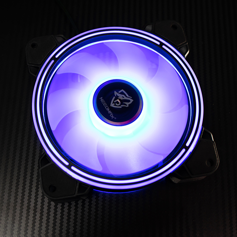 Double sided thin aperture inside and outside light-emitting [blue] big 4DChassis Fan 12cm Double aperture rgb water-cooling dissipate heat Silence led a main board AURA Divine light synchronization 5V / 12V