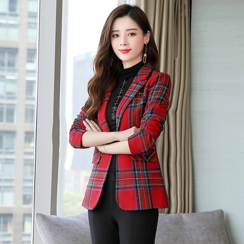 Áo sơ mi nữ kẻ sọc bằng len ngắn 2020 mùa xuân và mùa thu mới làn sóng Hàn Quốc phiên bản dài tay nhỏ phù hợp với bộ đồ giản dị - Áo khoác ngắn